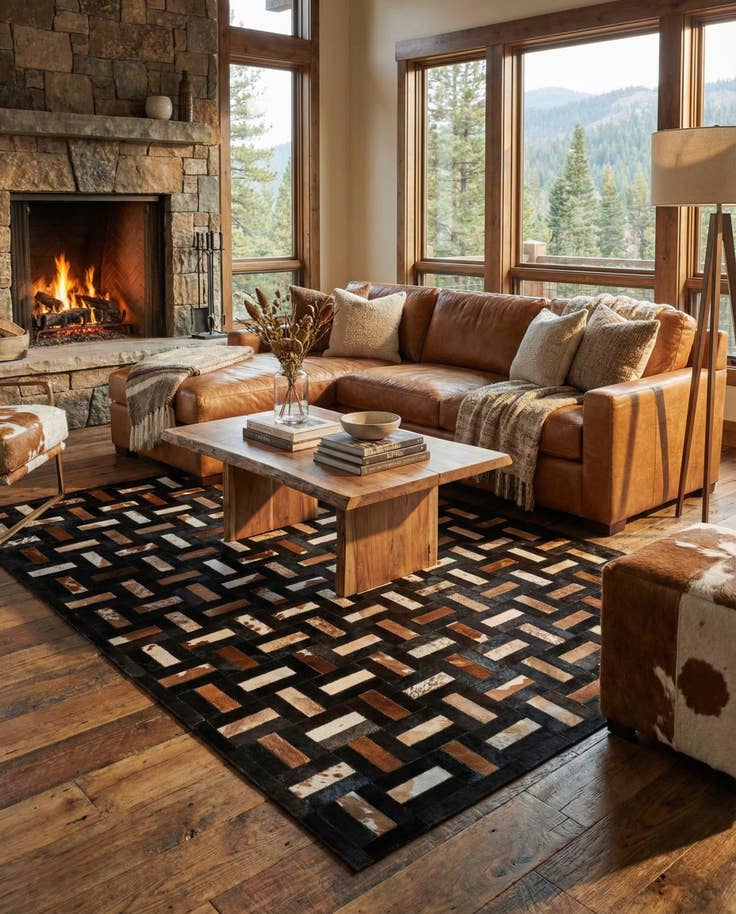 Detail image of 5' 3 x 8' 1 Cowhide - Patchwork Rug