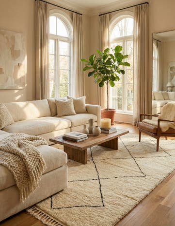 6' 9 x 9' 8 Hand Knotted Moroccan Wool Rug