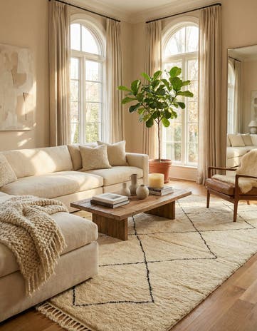 6' 9 x 9' 8 Hand Knotted Moroccan Wool Rug
