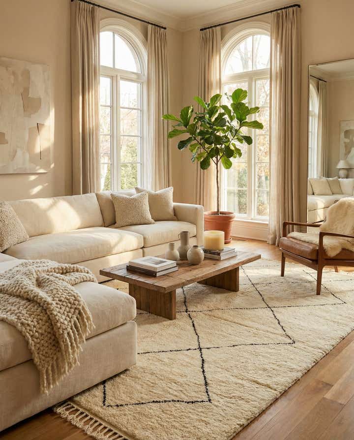 6' 9 x 9' 8 Hand Knotted Moroccan Wool Rug