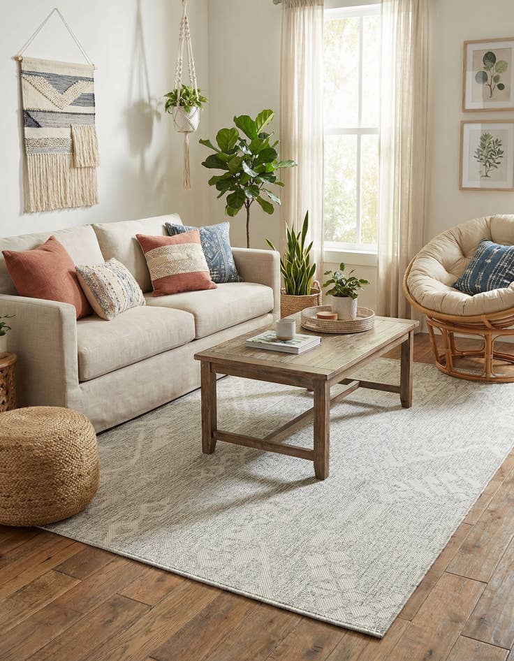 Detail image of  4' x 6'  Washable Bohemian Indoor / Outdoor Rug