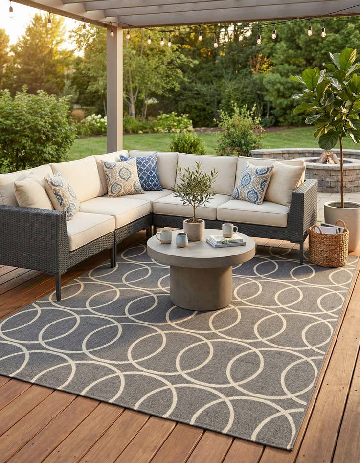 Detail image of 5' 3 x 7' 6  Washable Modern Indoor / Outdoor Rug