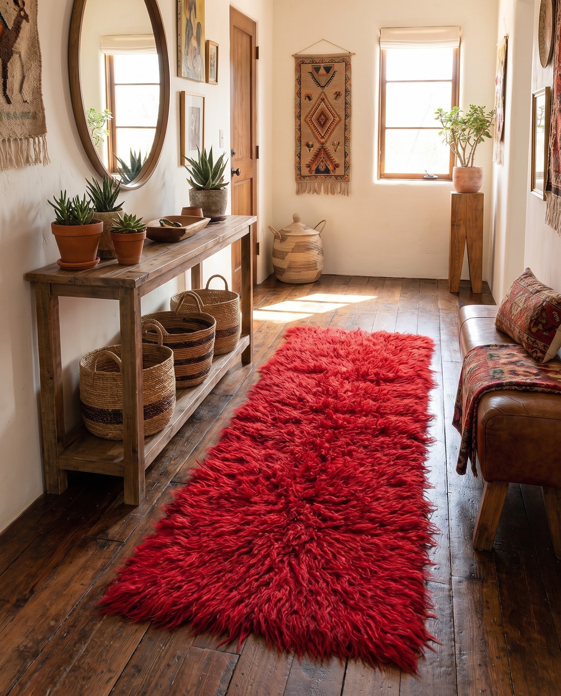2' 2 x 5' 5 Hand Knotted Moroccan Wool Runner Rug