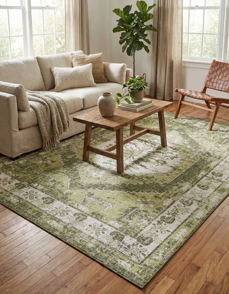 Detail image of  7' x 10'  Washable Traditional Indoor / Outdoor Rug