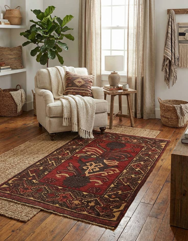 Detail image of  2' 9 x 4' 3  Hand Knotted Sumak Wool Rug