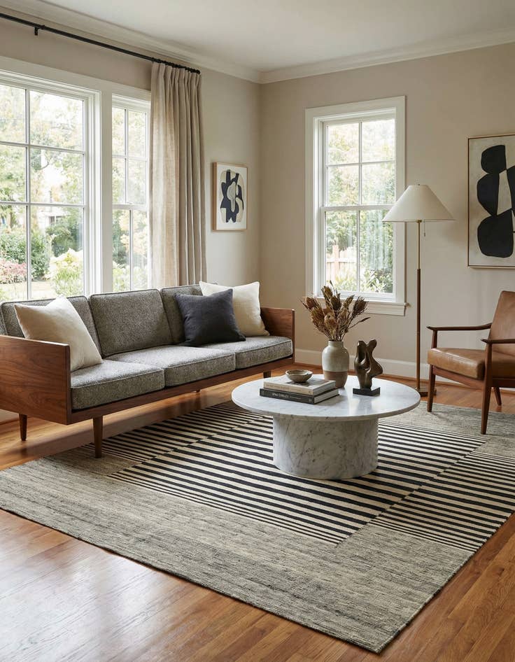 Detail image of 6' x 7' 6  Hand Woven Kilim Modern Wool Square Rug