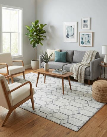 White Lattice Trellis Rug