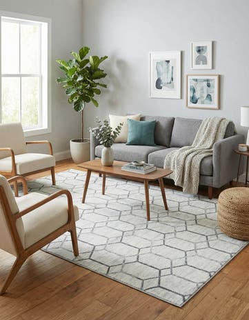 White Lattice Trellis Rug