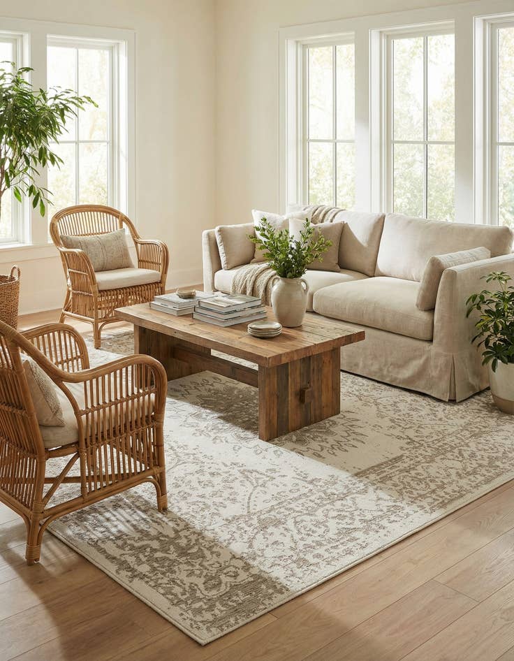 Detail image of  7' 10 x 10'  Washable Traditional Indoor / Outdoor Rug