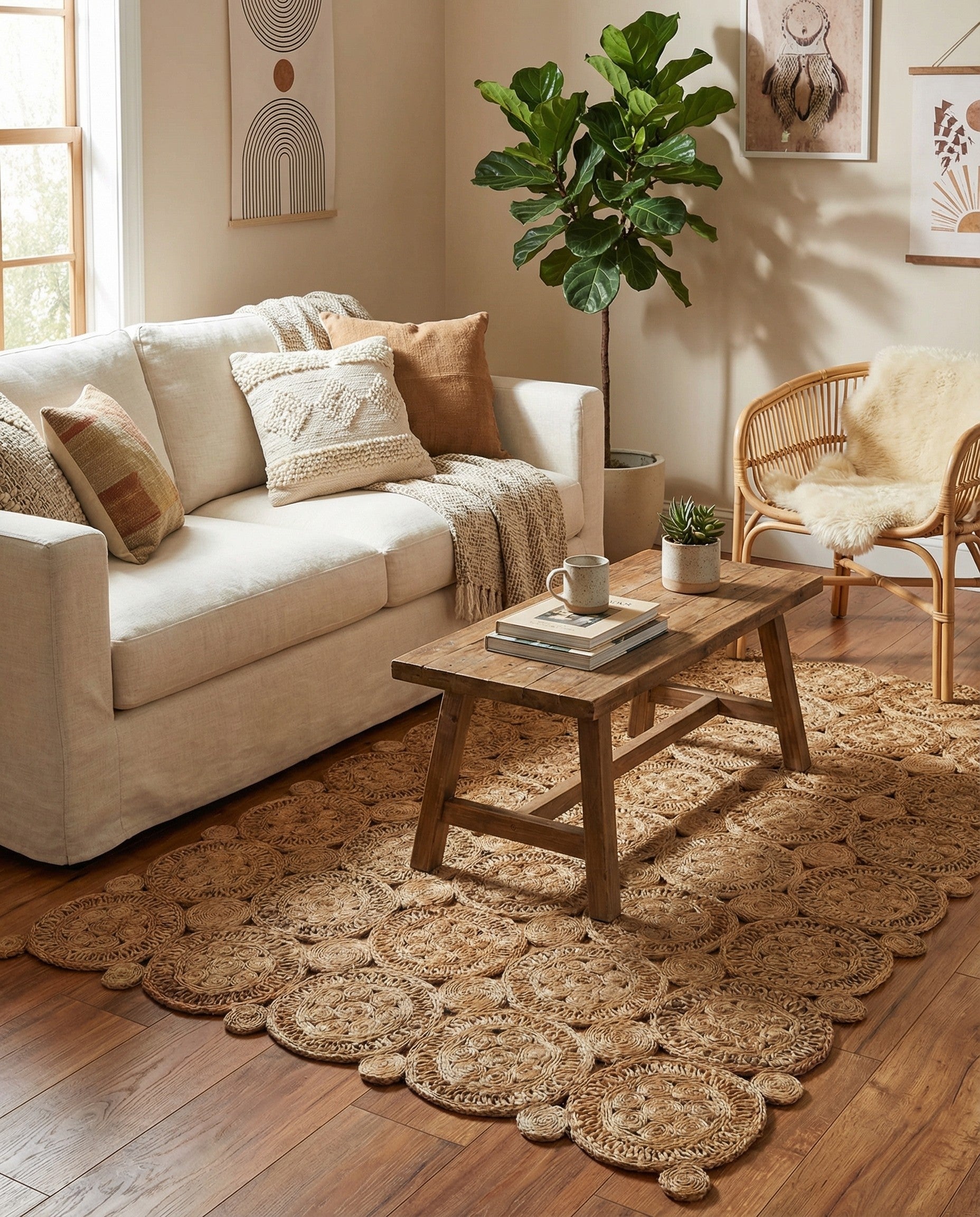  5' 3 x 8'  Hand Braided Jute Rug