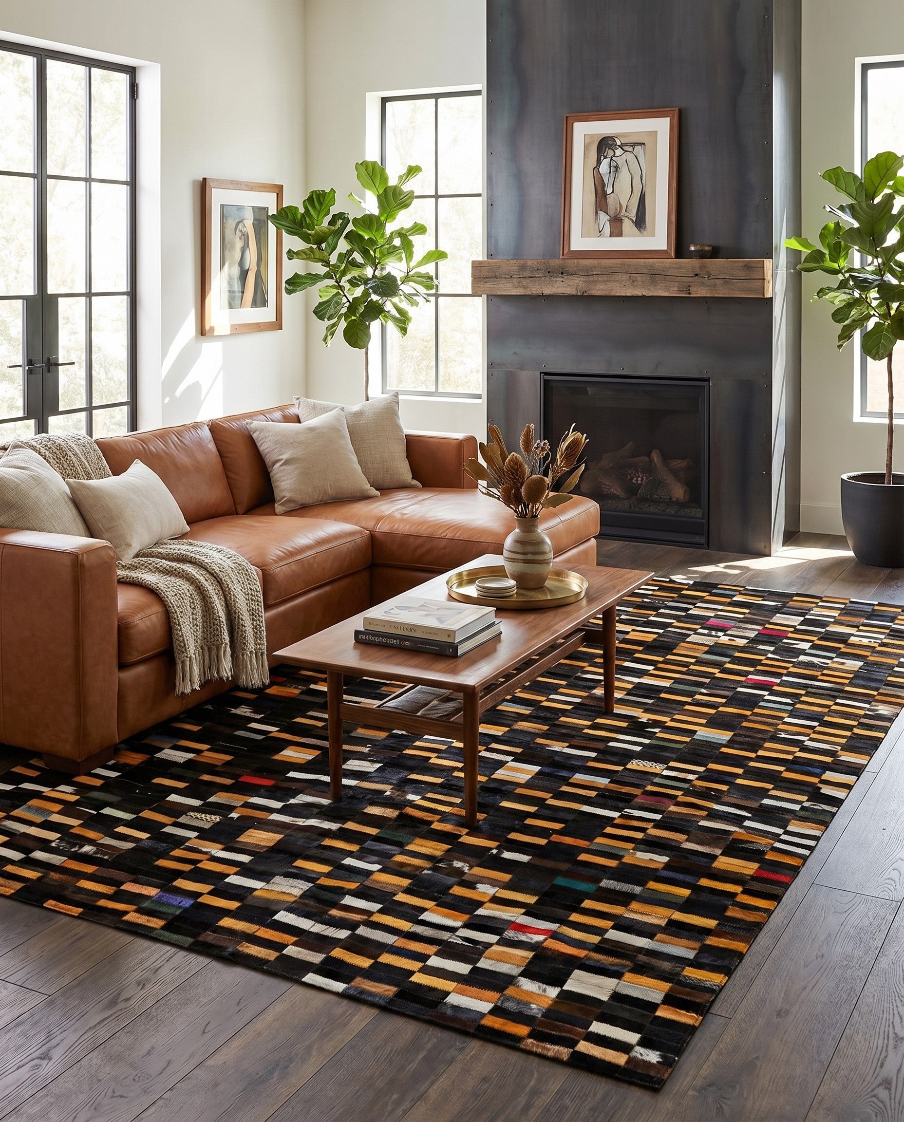 5' 2 x 8' Cowhide - Patchwork Rug
