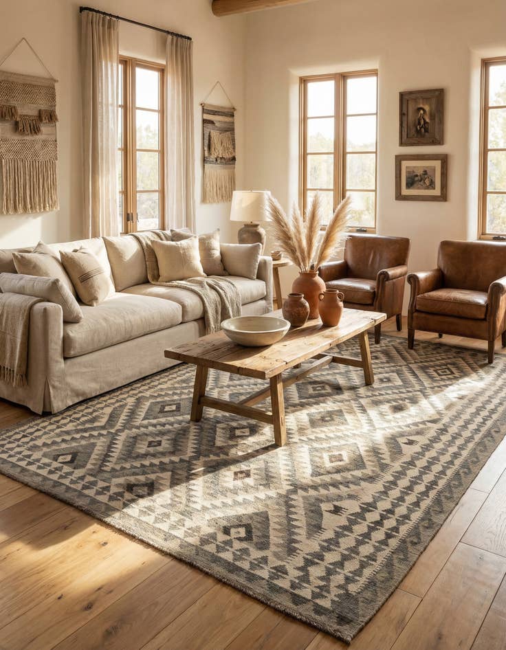 Detail image of 6' 8 x 9' 7  Hand Woven Kilim Maymana Wool Rug