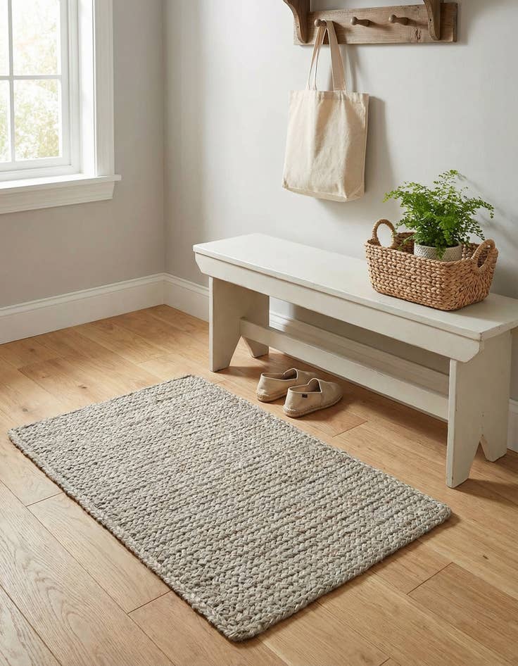 Detail image of  2' x 3' 1  Hand Braided Jute Rug