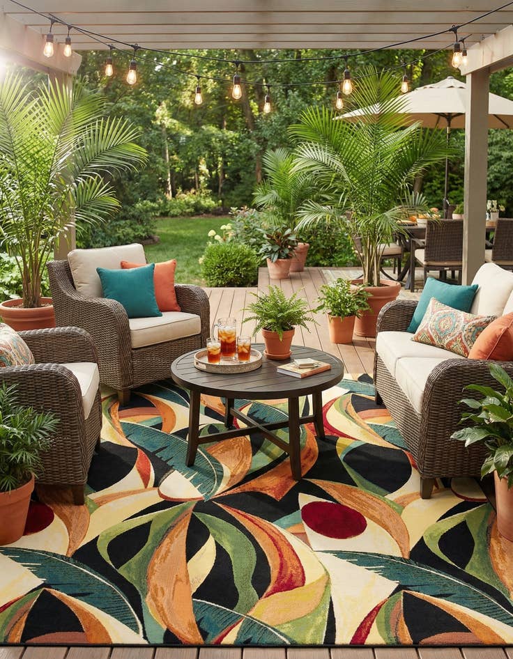 Detail image of 9' x 12'  Washable Botanical Indoor / Outdoor Rug