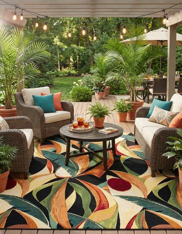 9' x 12' Easy-Clean Botanical Indoor / Outdoor Rug