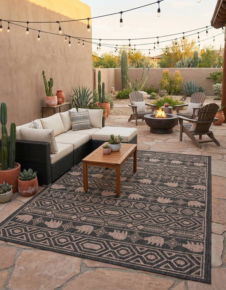 Detail image of 10' x 14' Easy-Clean Southwestern Indoor / Outdoor Rug