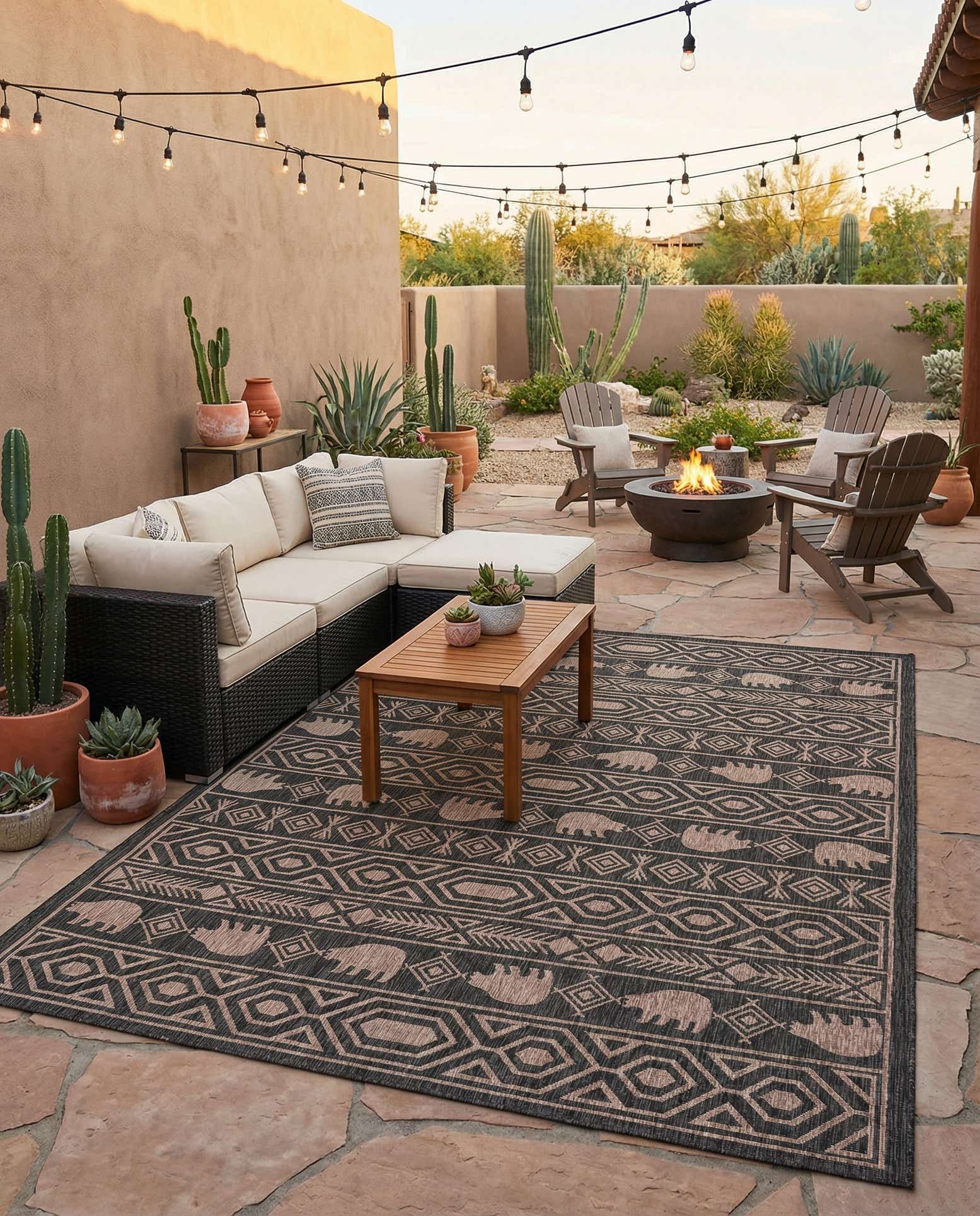 10' x 14' Easy-Clean Southwestern Indoor / Outdoor Rug