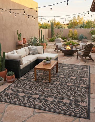10' x 14' Easy-Clean Southwestern Indoor / Outdoor Rug