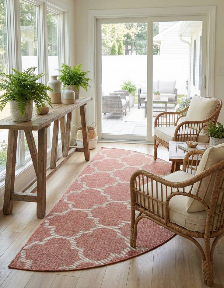 Detail image of 3' x 6'  Washable Trellis Indoor / Outdoor Hearth Rug