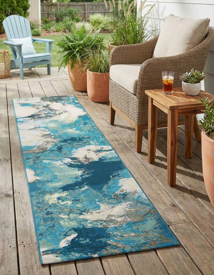 Detail image of 2' 7 x 10'  Washable Modern Indoor / Outdoor Runner Rug