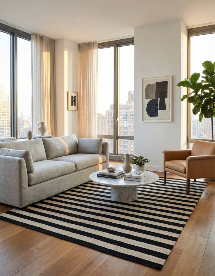 Detail image of 5' 6 x 7' 8  Hand Woven Kilim Modern Wool Rug