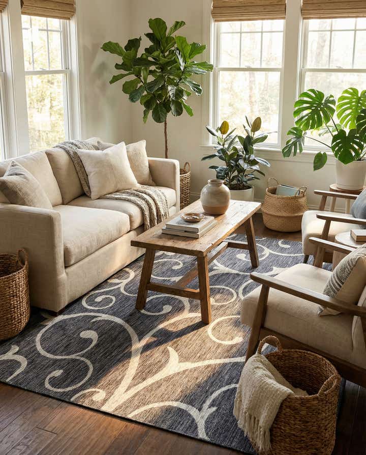 7' x 10' Easy-Clean Botanical Indoor / Outdoor Rug