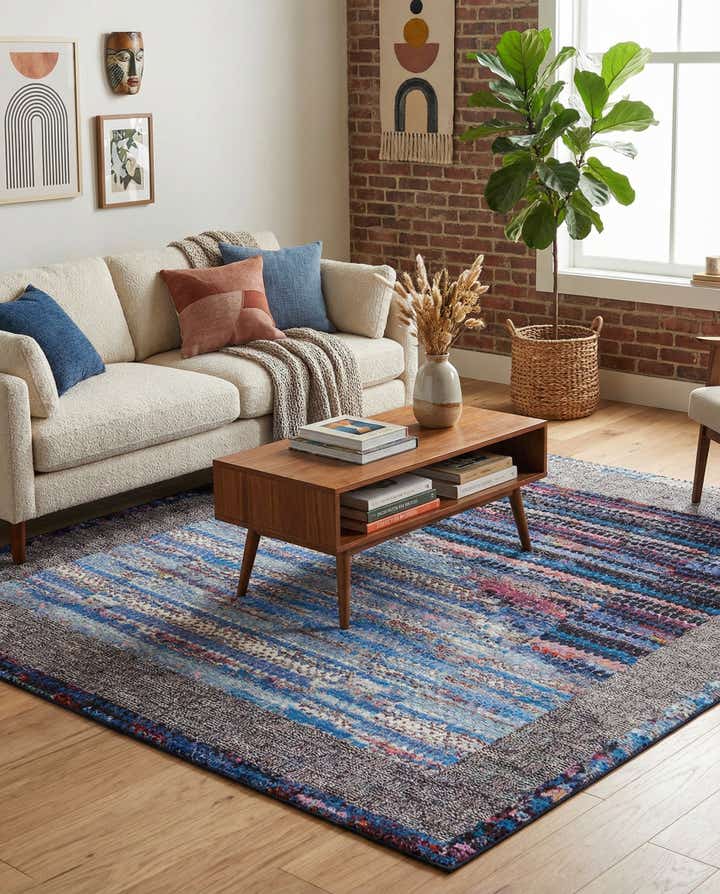 7' 10 x 7' 10 Easy-Clean Modern Indoor / Outdoor Square Rug