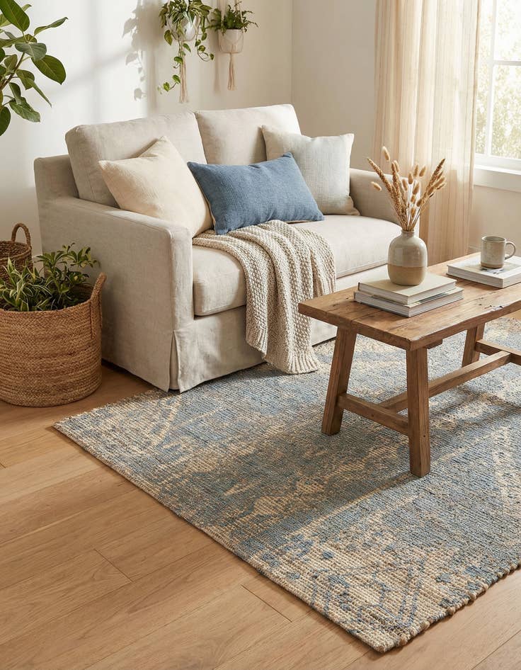 Detail image of 4' 1 x 6' 1  Hand Woven Chenille Jute Rug