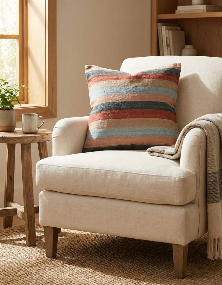 Detail image of 3' 2 x 3' 3  Hand Woven Pillow Wool Square Rug