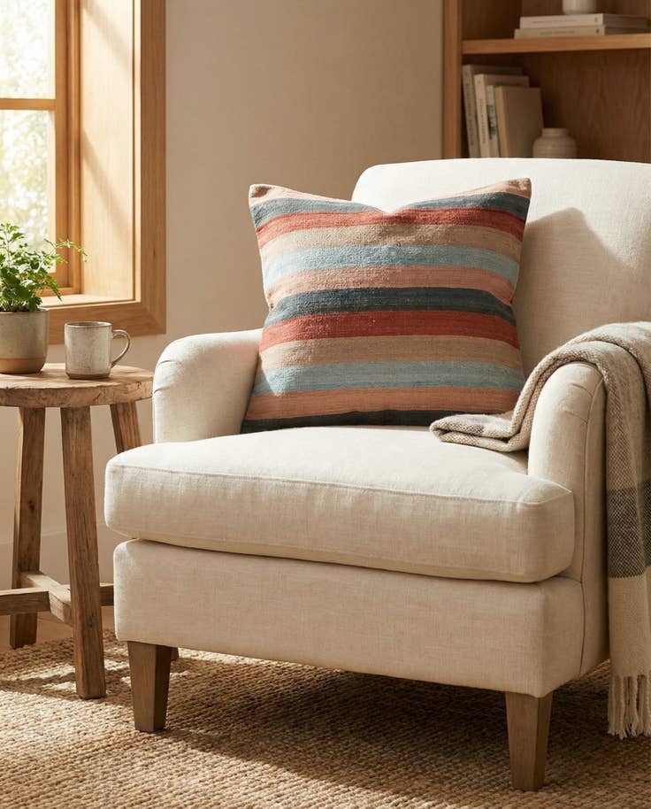Detail image of 3' 2 x 3' 3 Hand Woven Pillow Wool Square Rug