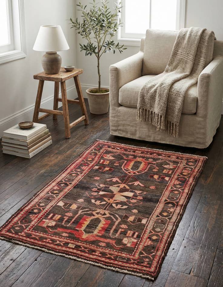 Detail image of 3' 1 x 5' 1  Hand Knotted Ultra Vintage Persian Wool Rug