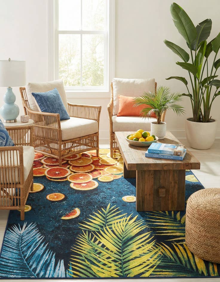 Detail image of  6' x 9'  Washable Coastal Indoor / Outdoor Rug