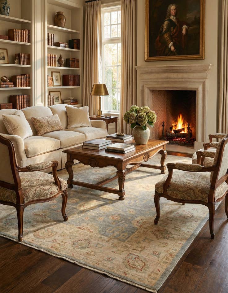 Detail image of  6' 9 x 10'  Hand Knotted Peshawar Ziegler Rug