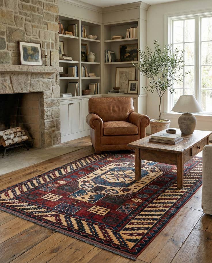 Detail image of 5' 1 x 7' 4 Hand Knotted Kazak Wool Rug