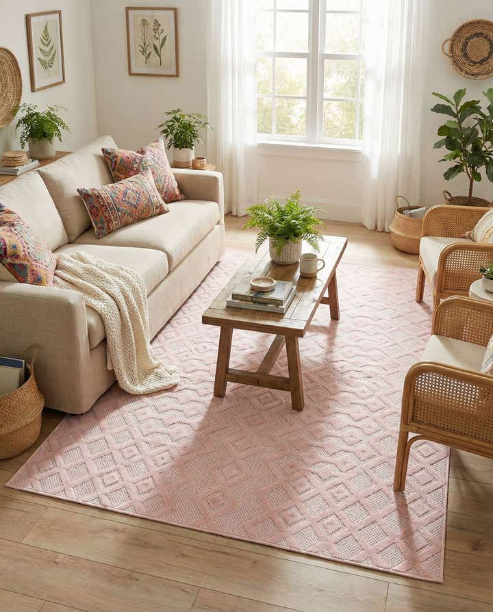 6' x 9' Easy-Clean Trellis Textured Indoor / Outdoor Rug