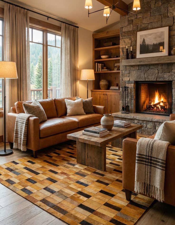 Detail image of  5' 1 x 7' 11 Cowhide - Patchwork Rug