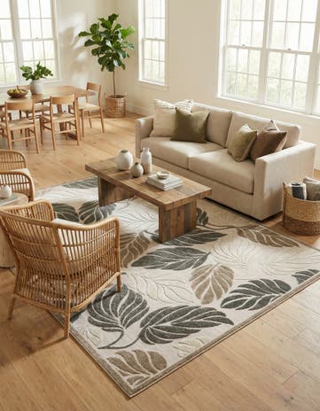 7' 10 x 11' Easy-Clean Botanical Indoor / Outdoor Rug