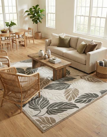 7' 10 x 11' Easy-Clean Botanical Indoor / Outdoor Rug