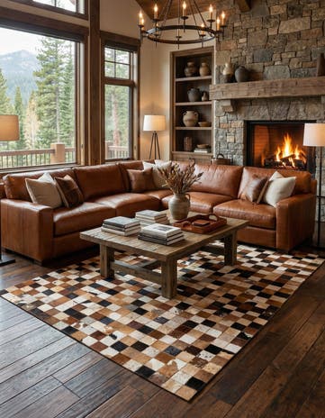 5' x 8' Cowhide Leather Rug