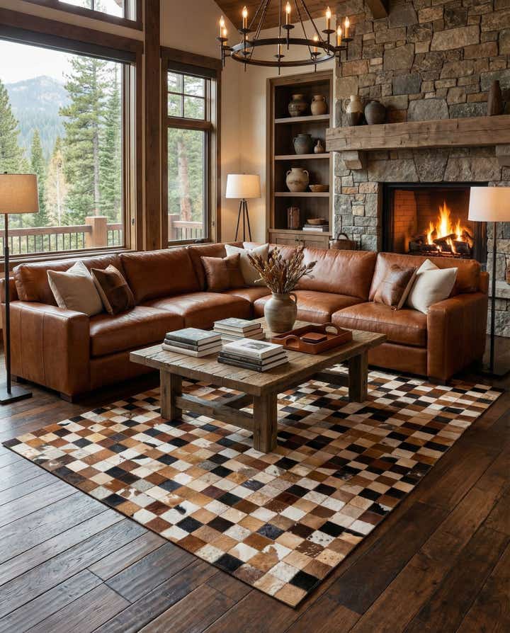 5' x 8' Cowhide Leather Rug