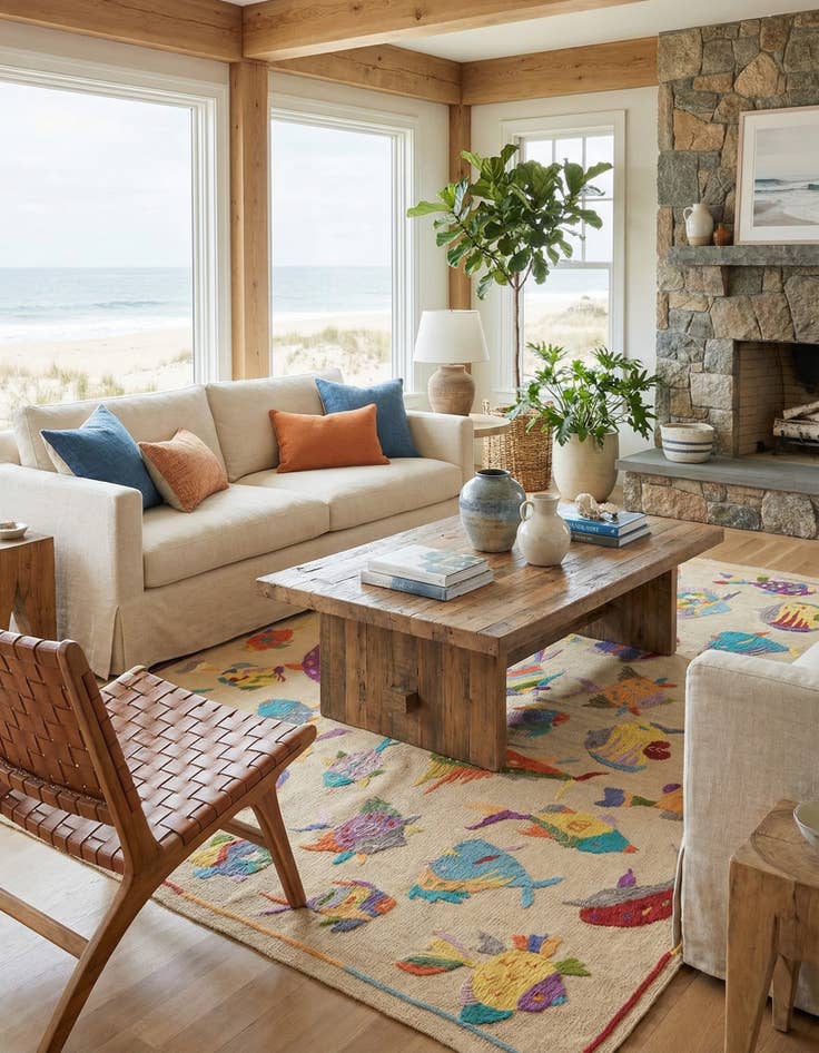 Detail image of 4' 4 x 5' 6  Hand Woven Kilim Suzani Wool Rug