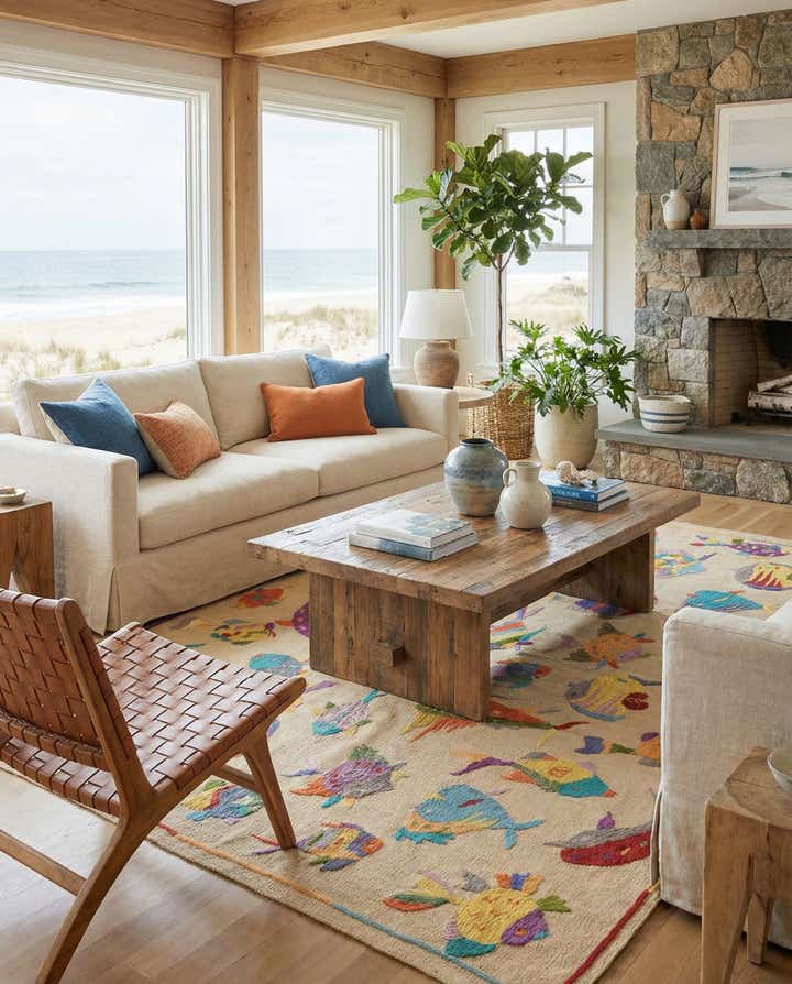 4' 4 x 5' 6 Hand Woven Kilim Suzani Wool Rug