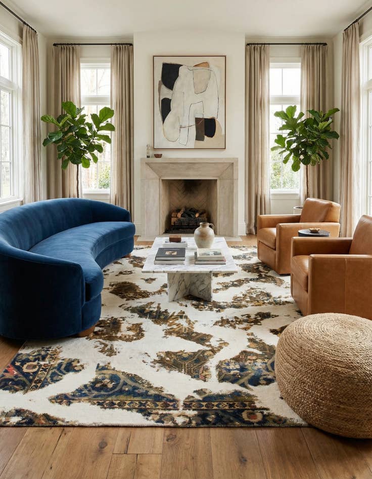 Detail image of 6' 3 x 9'  Hand Knotted Ultra Vintage Persian Wool Rug