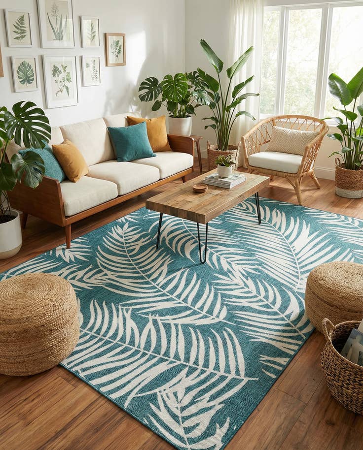 Detail image of 7' 10 x 11' Easy-Clean Botanical Indoor / Outdoor Rug