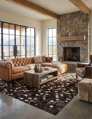 5' x 7' 10 Cowhide Leather Rug