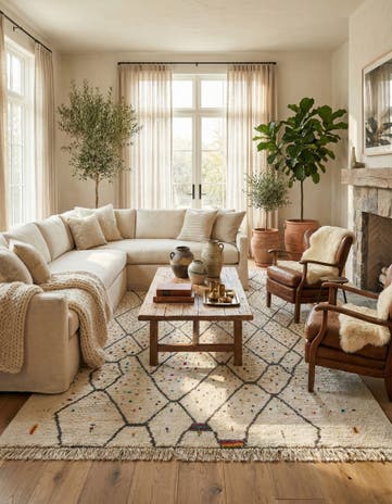 6' x 10' 3 Hand Knotted Moroccan Wool Rug