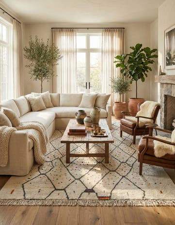 6' x 10' 3 Hand Knotted Moroccan Wool Rug