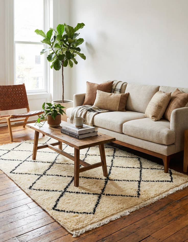 Detail image of 3' 6 x 4' 8  Hand Knotted Moroccan Wool Rug