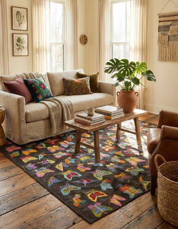 5' 3 x 7' 4 Hand Woven Kilim Suzani Wool Rug