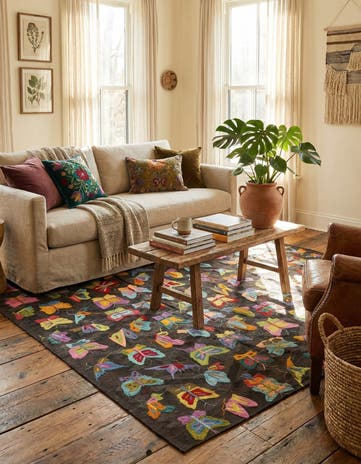 5' 3 x 7' 4 Hand Woven Kilim Suzani Wool Rug
